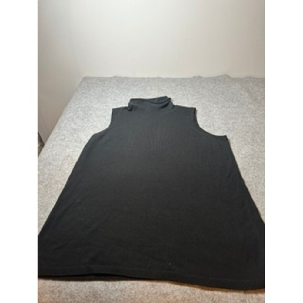 Chico's Zenergy Black Sleeveless Turtleneck Cashmere Blend Sweater Vest Size 2 L